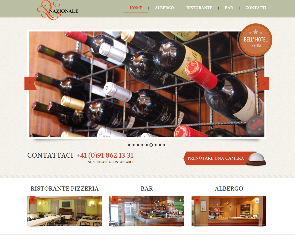 Nuova realizzazione del sito web per l'albergo Nazionale a Biasca