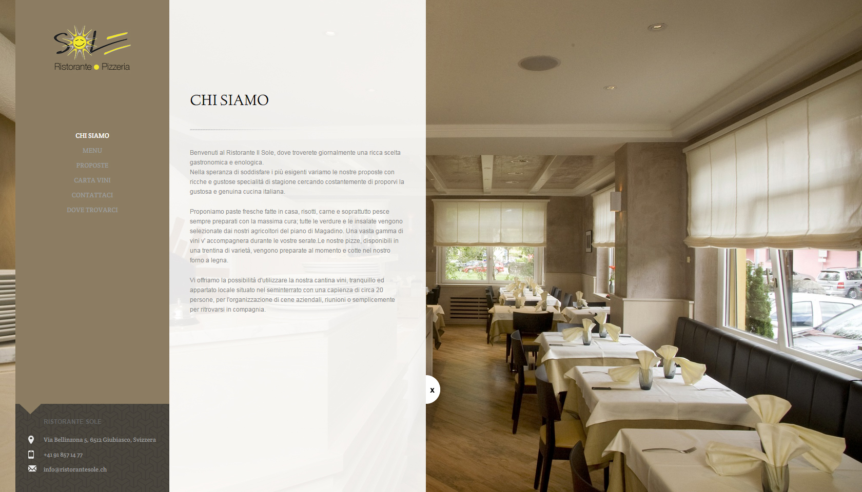 Nuova realizzazione del sito web per il ristorante Sole a Giubiasco